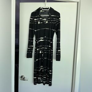 Pink Tartan Black and White Long Sleeve Dress